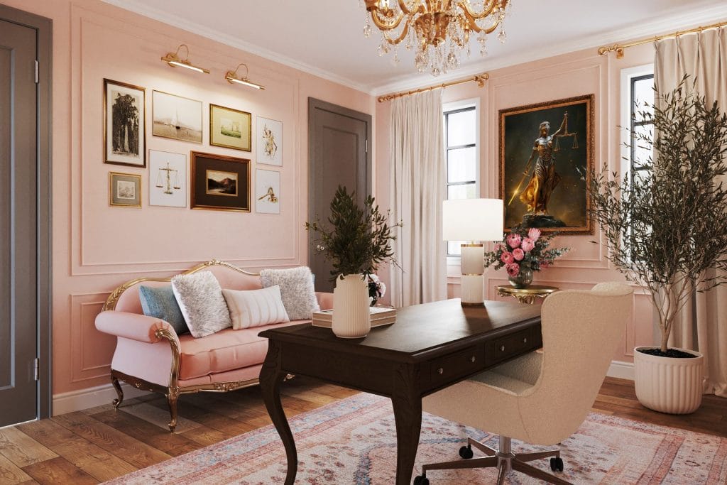French-style decor in a library and home office by Decorilla