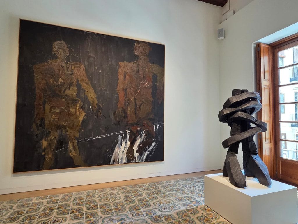 Hortensia Herrero Art Center installations; Das schwarzbraune Lied (left) and Bündel (right) by Georg Baselitz, photo courtesy of Decorilla