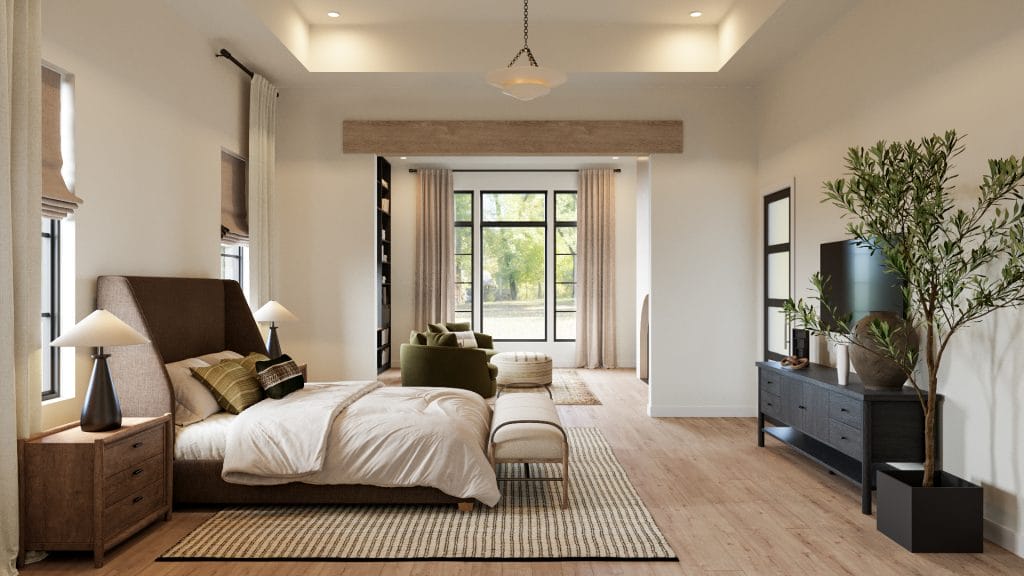 Modern Tudor bedroom interior design by Decorilla