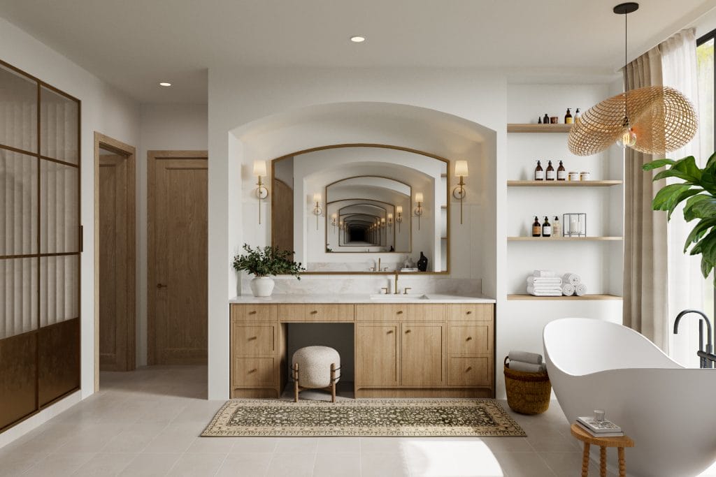 Modern Tudor house bathroom by Decorilla