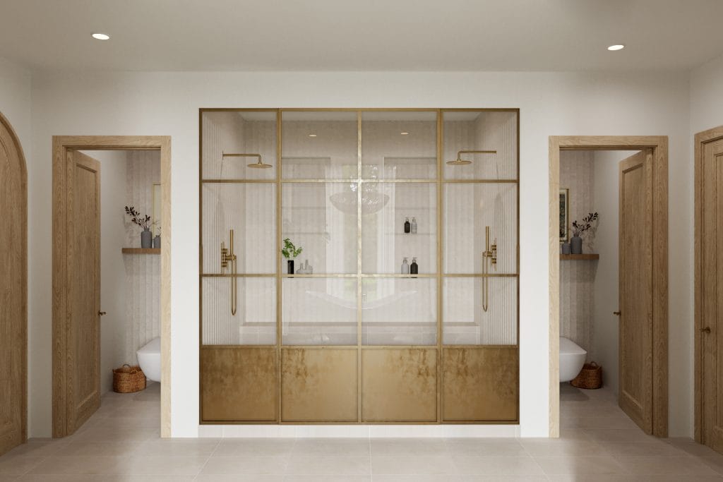 Modern Tudor house bathroom interior design by Decorilla