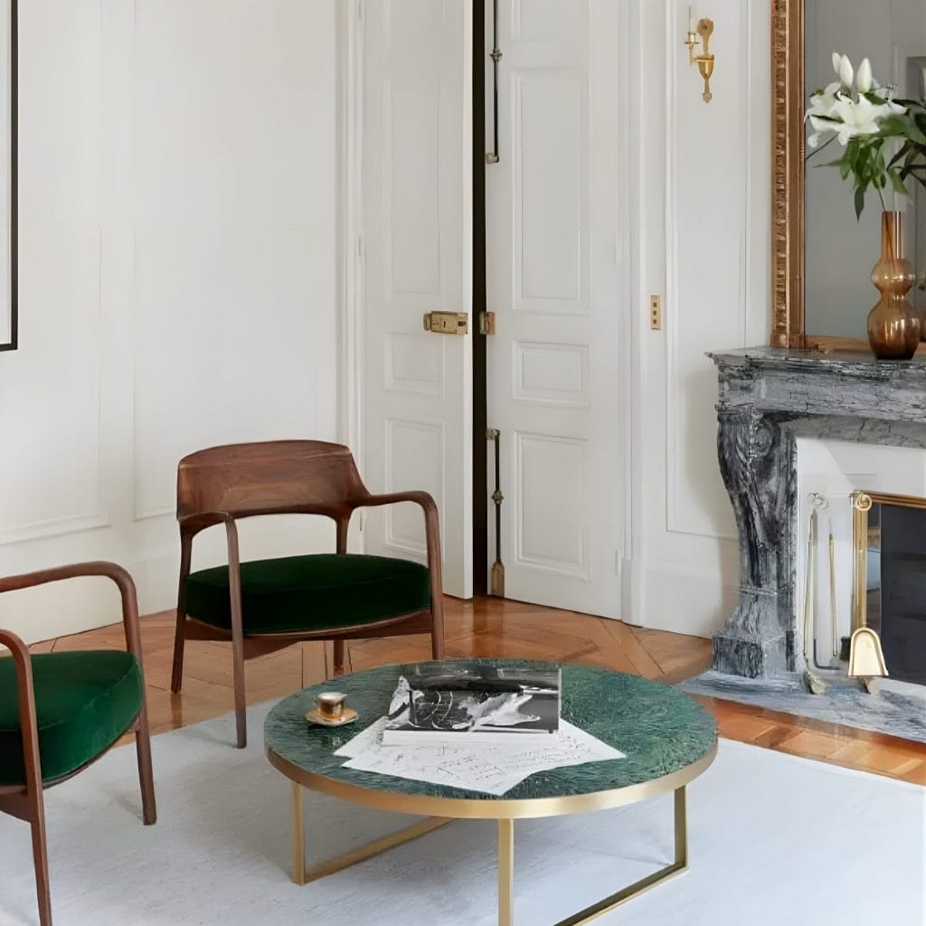 Refined details in a transitional living room interior by Decorilla designers—Federica P.