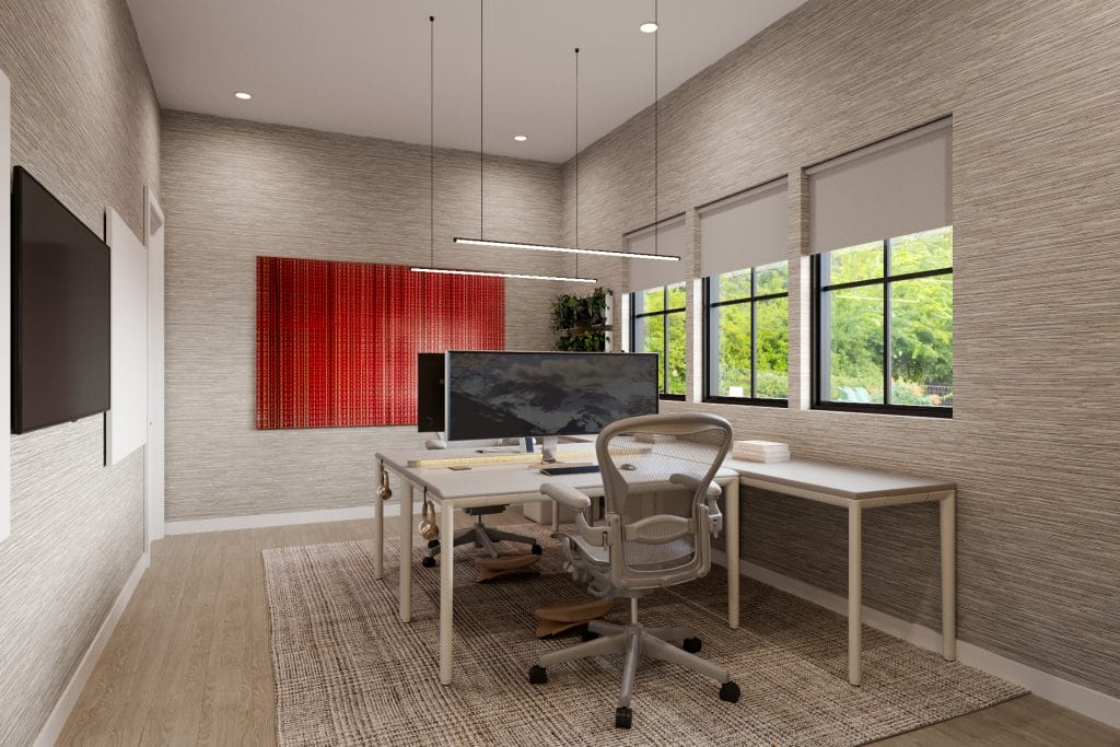 Bedroom office design in a productive home by Decorilla