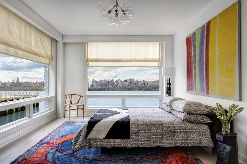 Colorful quiet luxury in a bedroom