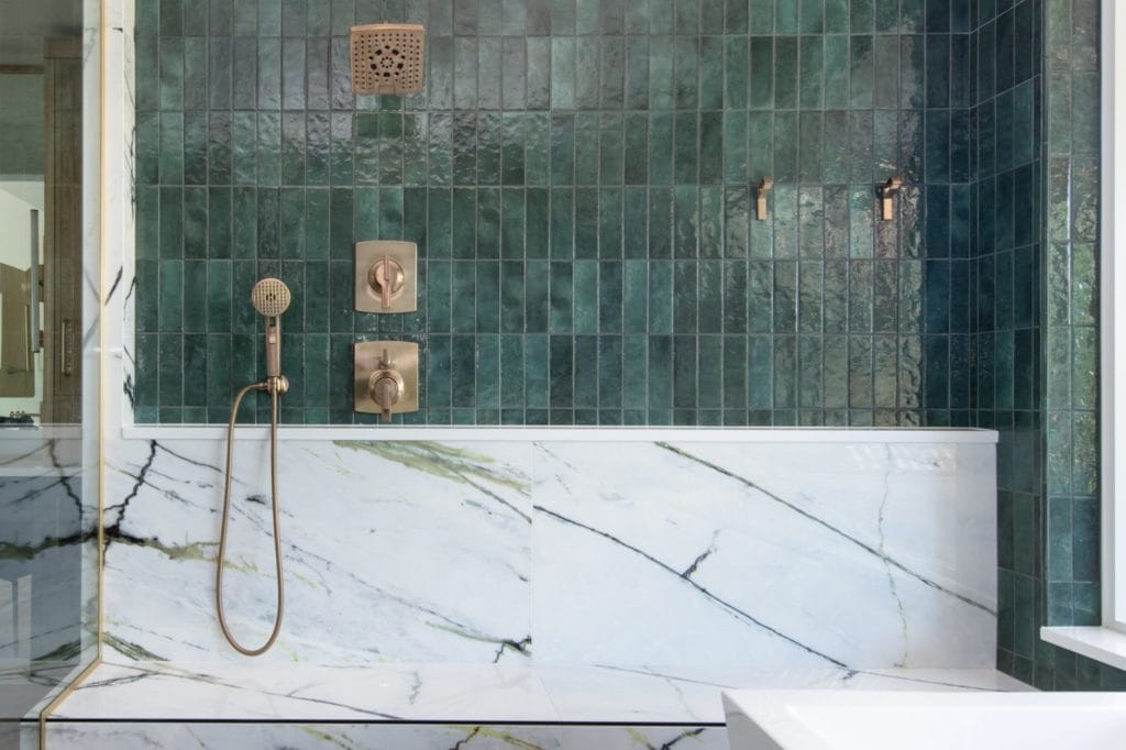 Contemporary bathroom trending shower tile by DECORILLA designer, Danielle E. 