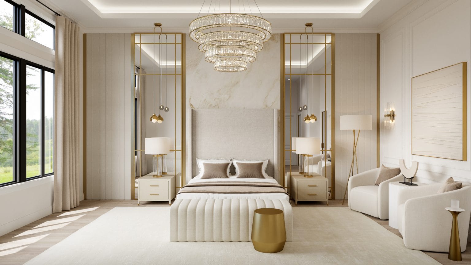 Before & After: Glam Transitional Home - Primary Bedroom Retreat