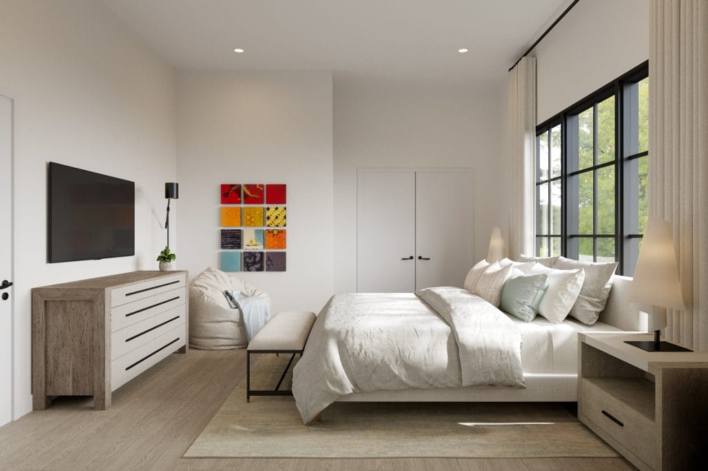 Guest bedroom interior by Decorilla