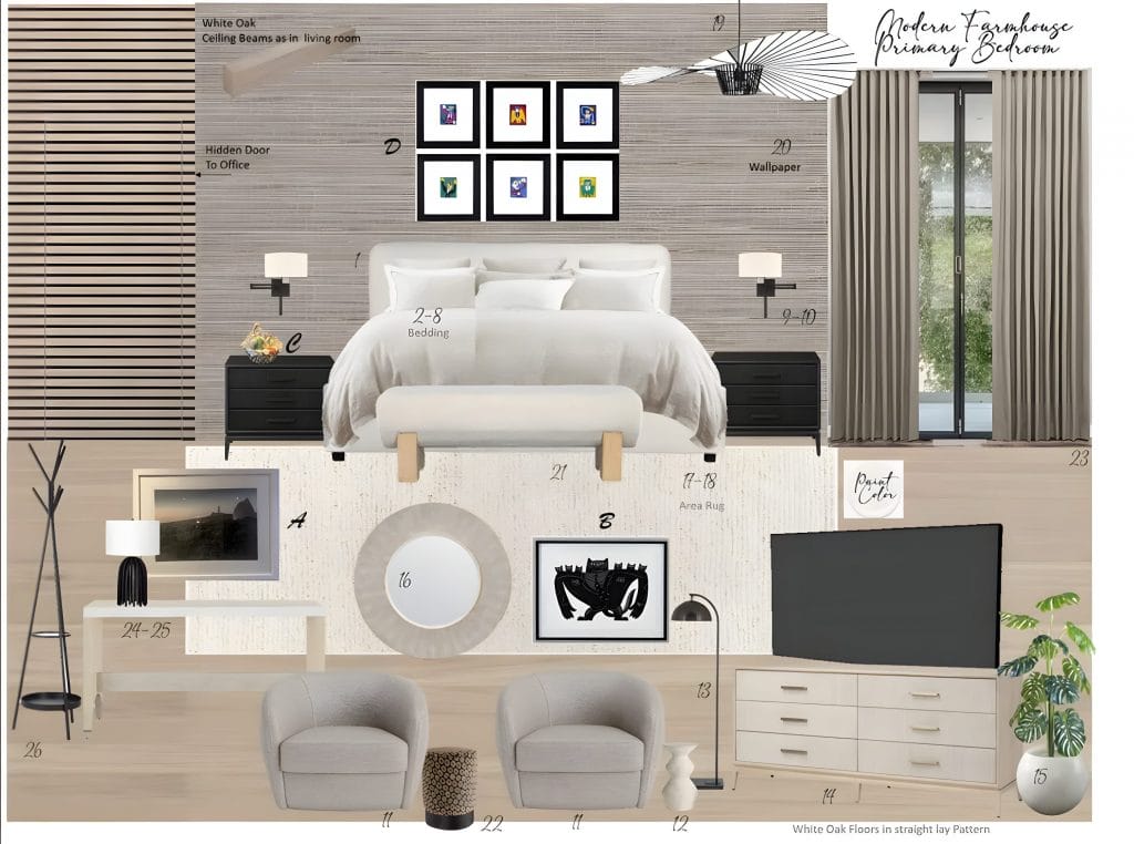 Initial proposal for the bedroom by Decorilla designer, Wanda P.
