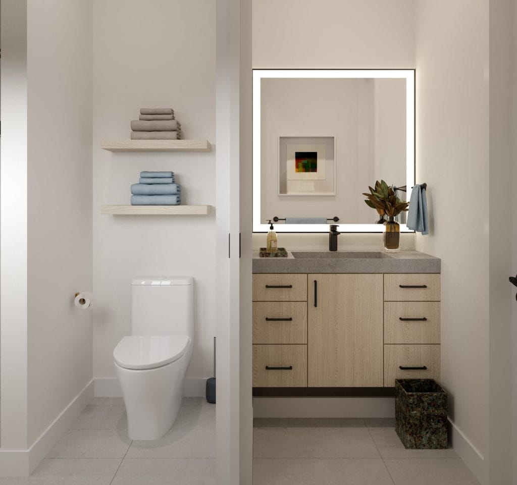 Jack and Jill bathroom design by Decorilla