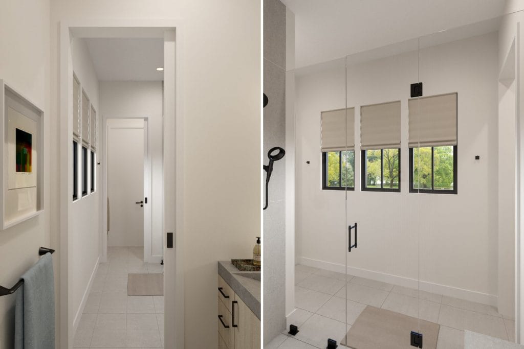 Jack and Jill bathroom interior design by Decorilla