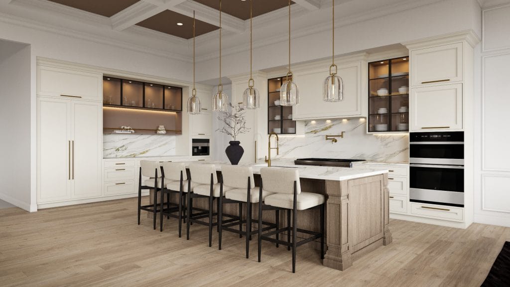 Kitchen interior in a transitional home, by Decorilla