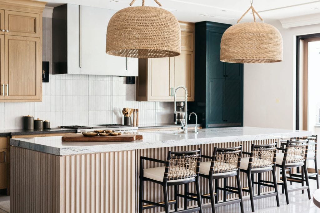 Kitchen lighting trends in an interior by Decorilla designer, Carrie F.