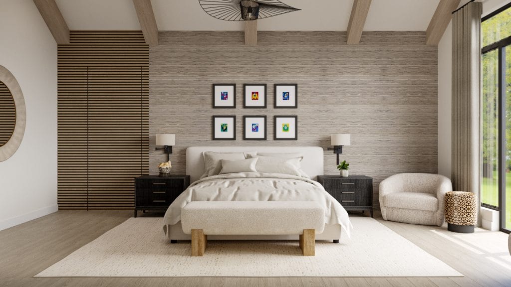 Luxurious master suite bedroom interior by Decorilla