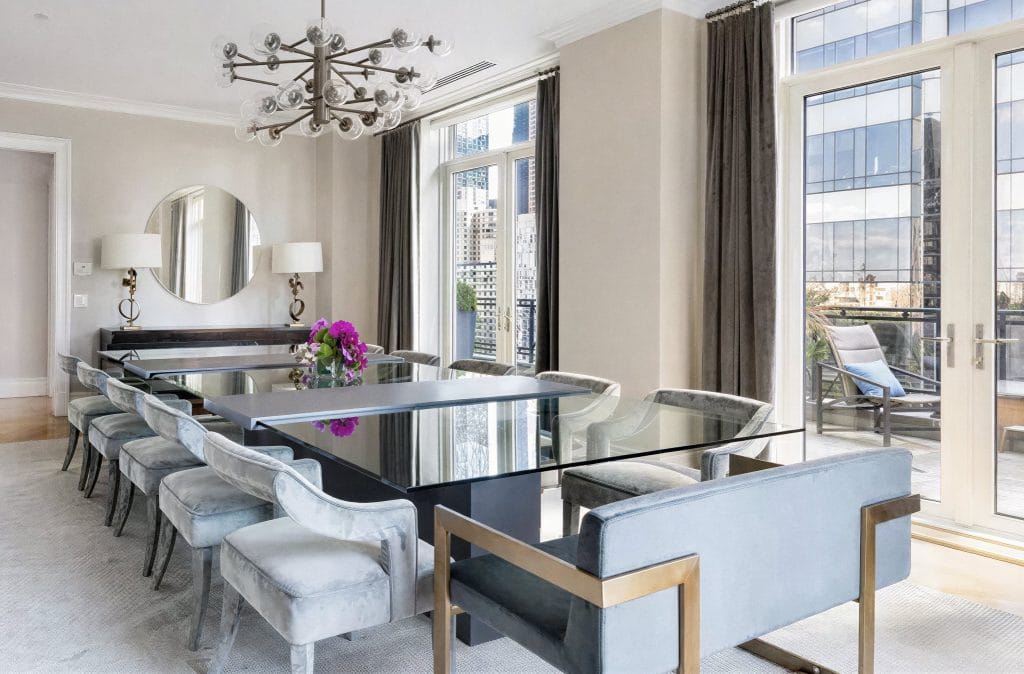 Modern glam dining room by Decorilla designer, Tracie E. 