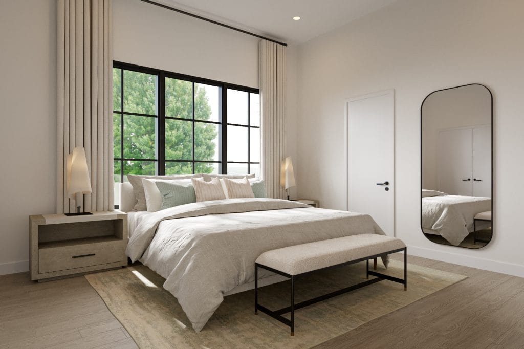Neutral guest bedroom by Decorilla