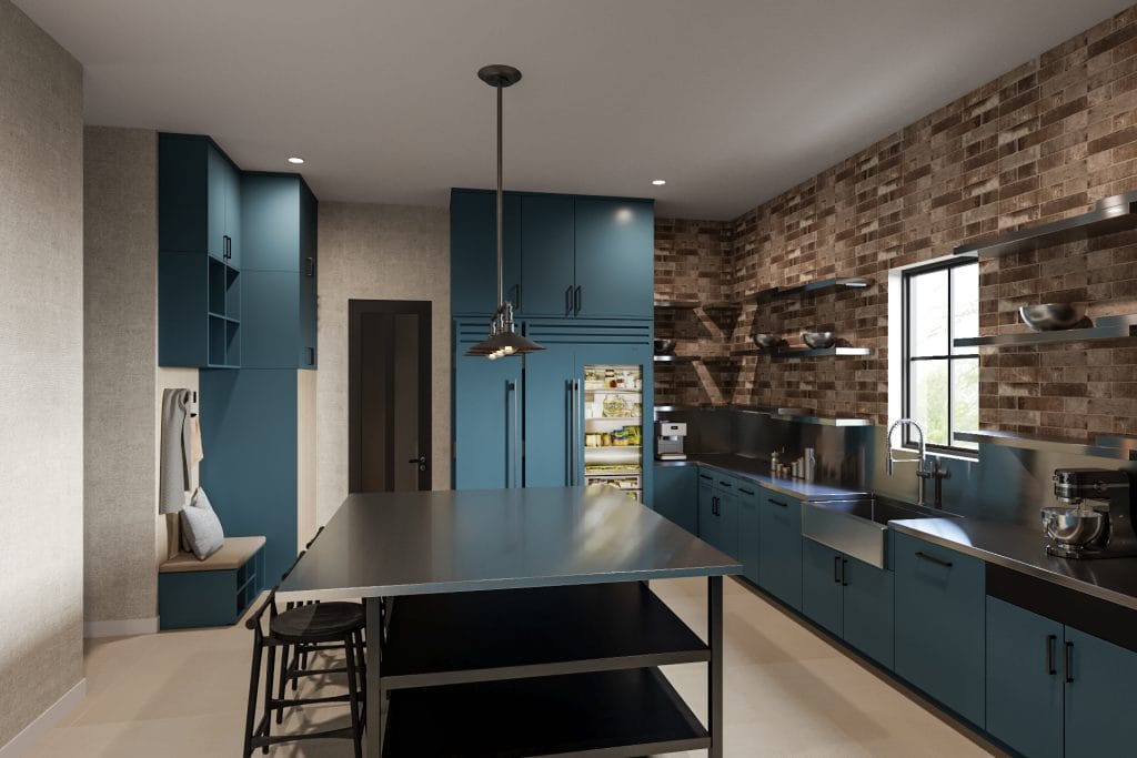New construction interior design of a back kitchen by Decorilla