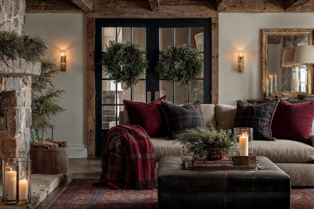 Ralph Lauren inspired Christmas living room by Decorilla