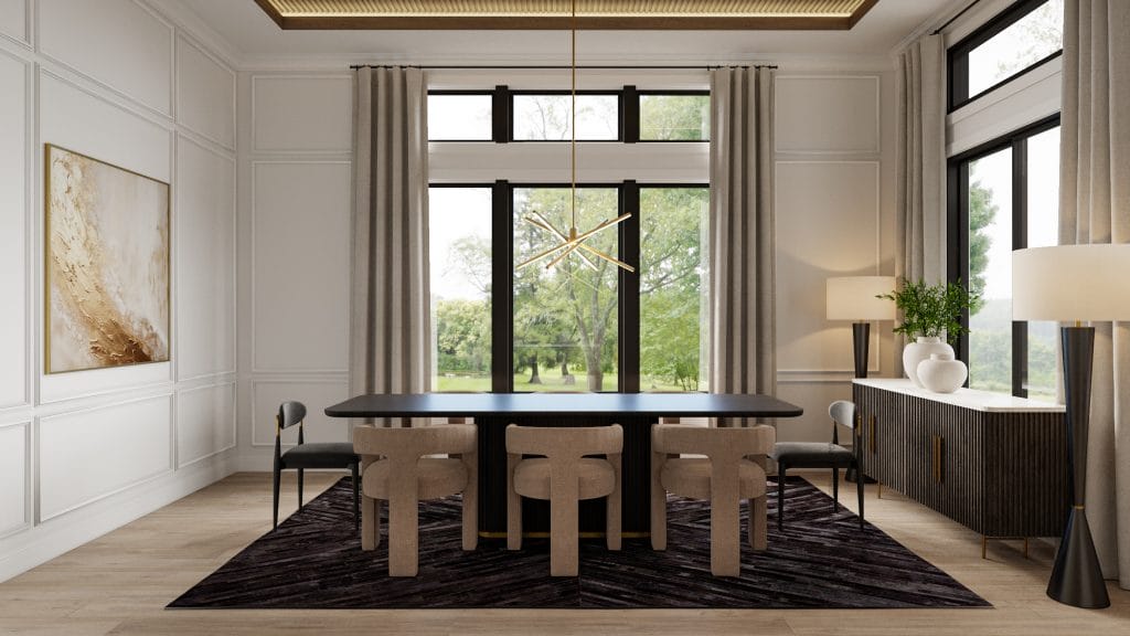 Transitional home dining room interior by Decorilla