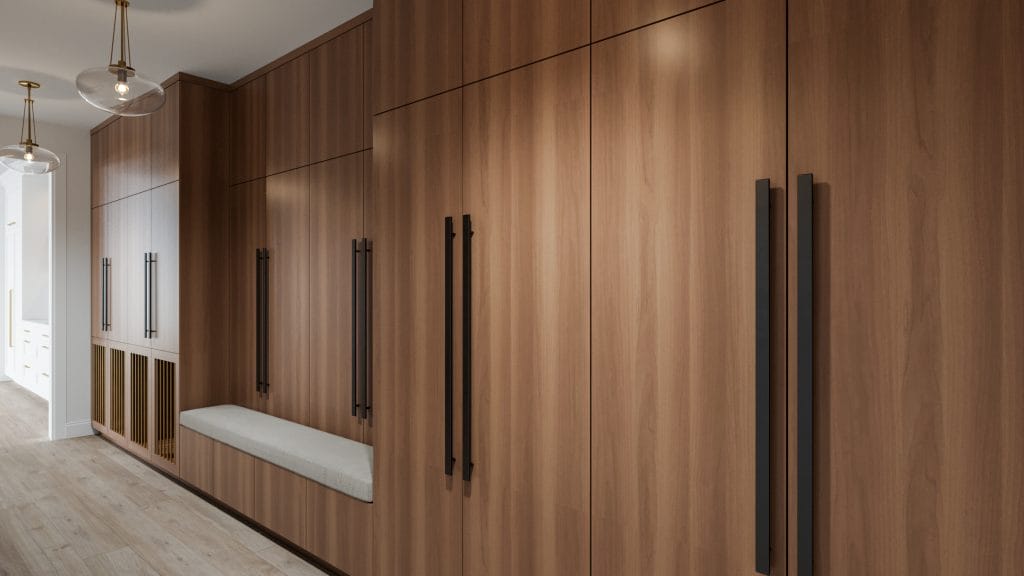 Transitional interior decor in a mudroom by Decorilla