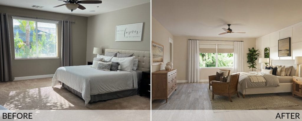 Bedroom before and after design by Decorilla