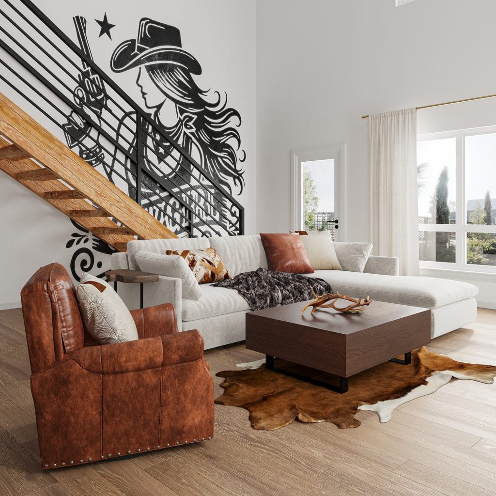 Bold Texan living room by Decorilla designer, Sharné L.