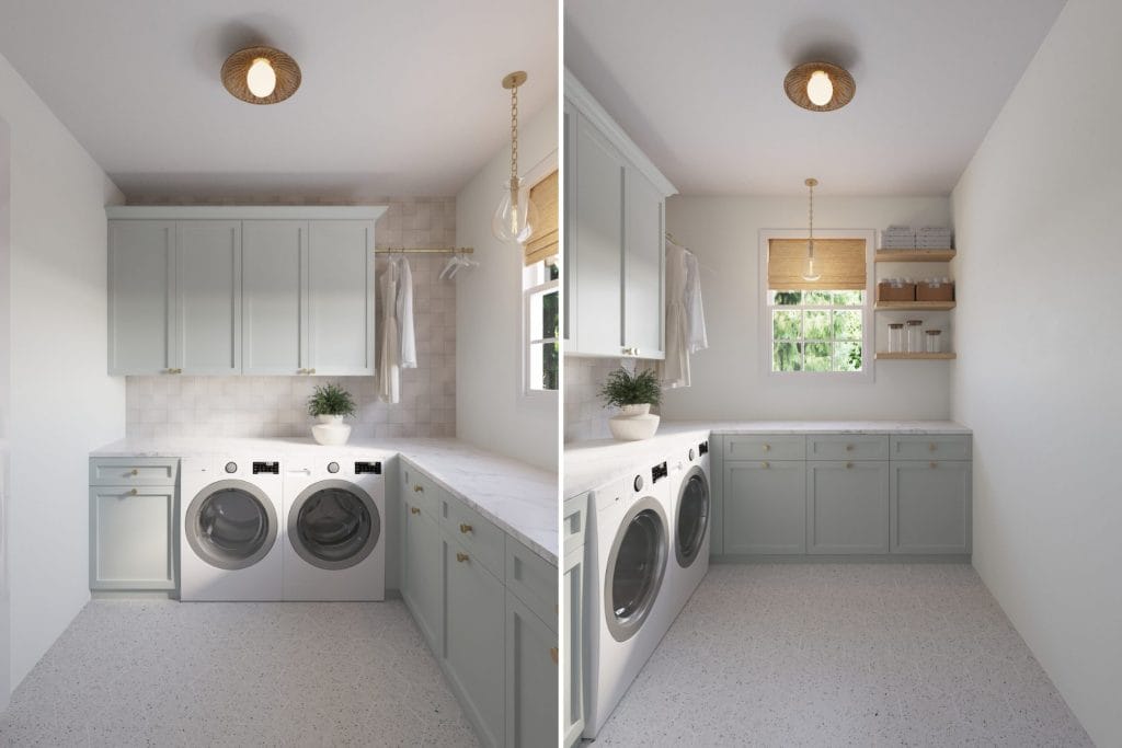 Contemporary coastal interior laundry room interior design by Decorilla