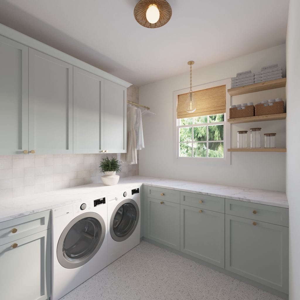 Contemporary coastal laundry room design by Decorilla
