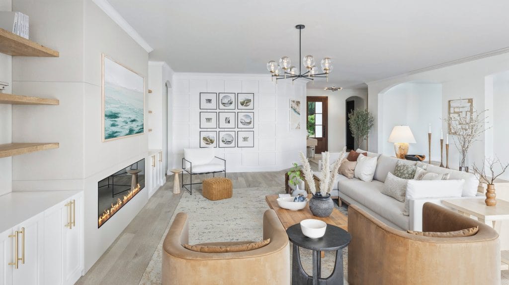 Contemporary coastal living room interior design by Decorilla