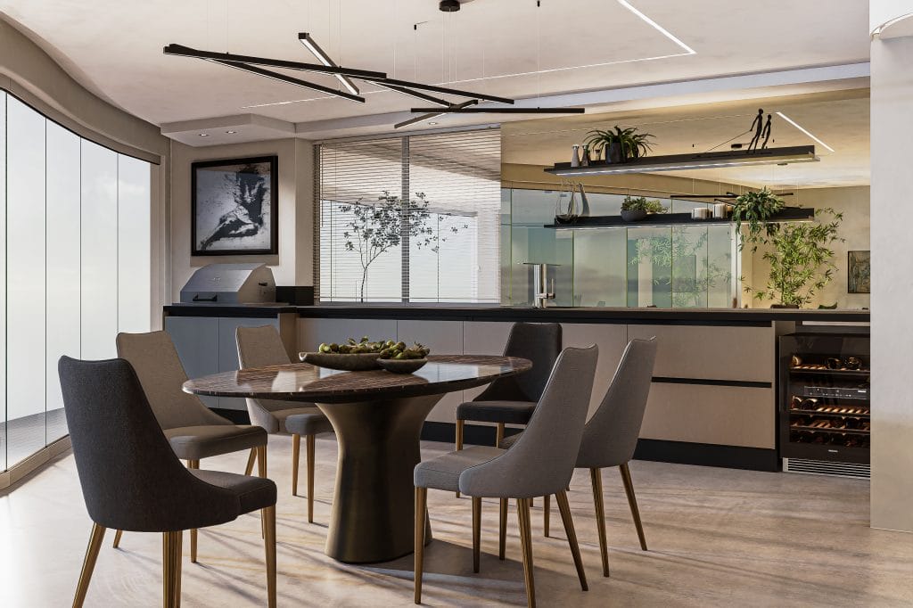 Dining room interior by Decorilla designer, Sharné L.