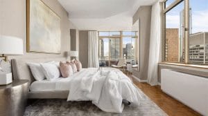 Glam transitional spare bedroom design by Decorilla designer, Leanna S.