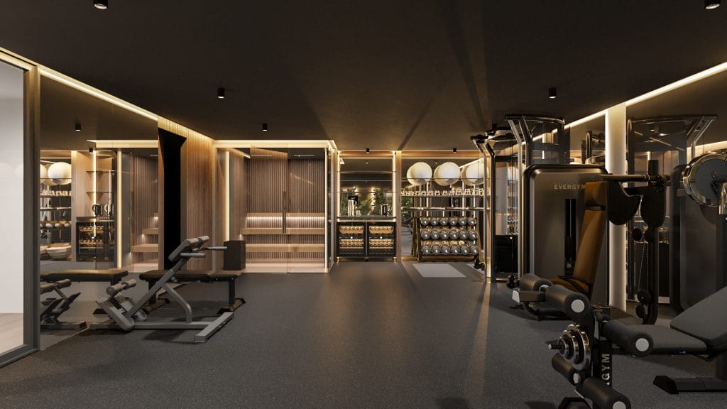 Home gym design by Decorilla