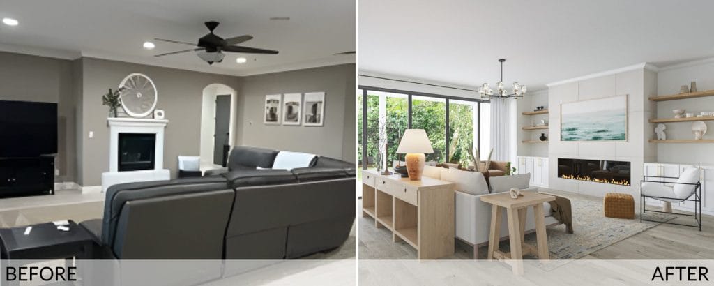 Living room before and after design by Decorilla