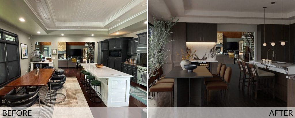 Moody kitchen before and after design by Decorilla