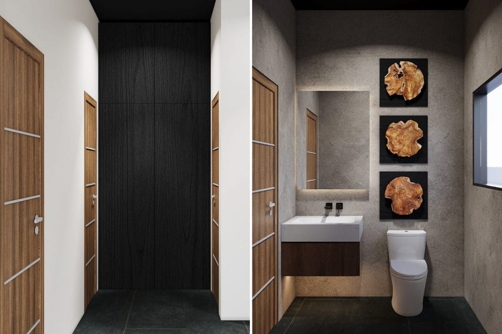 Powder room design by Decorilla