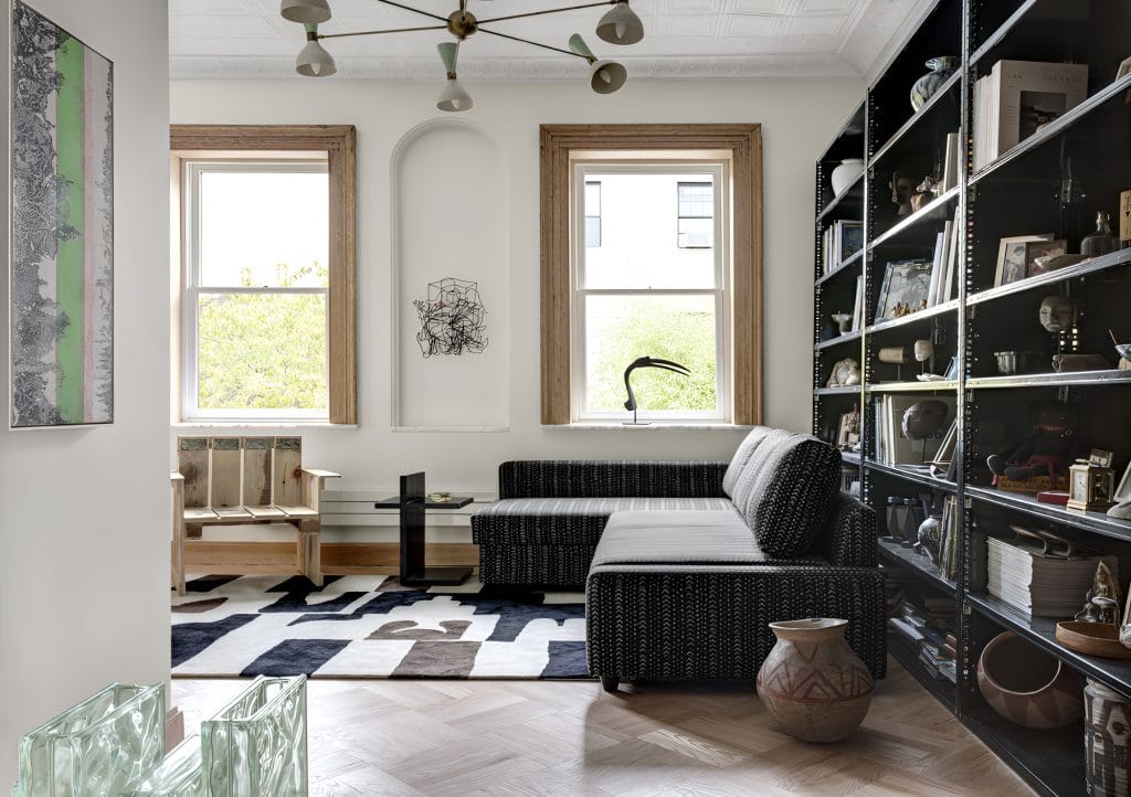 Rustic industrial living room by Decorilla designer, Catherine W.