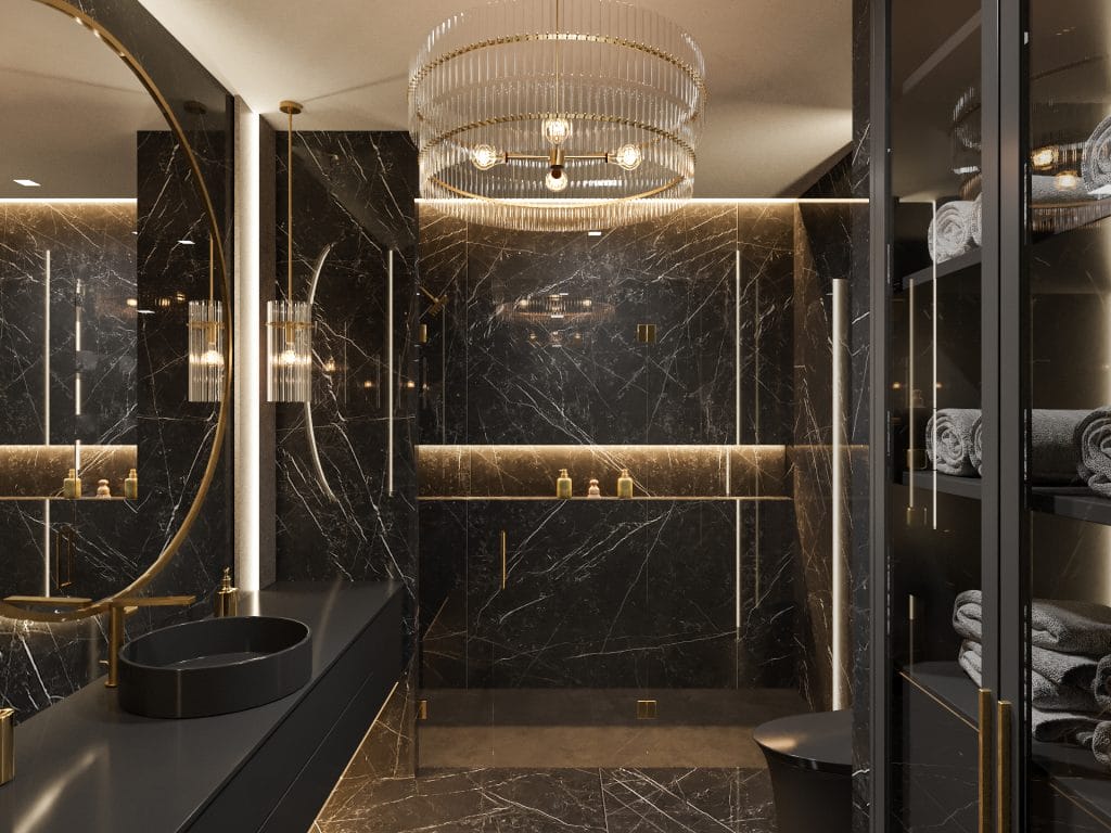 Spare bedroom's bathroom interior by Decorilla