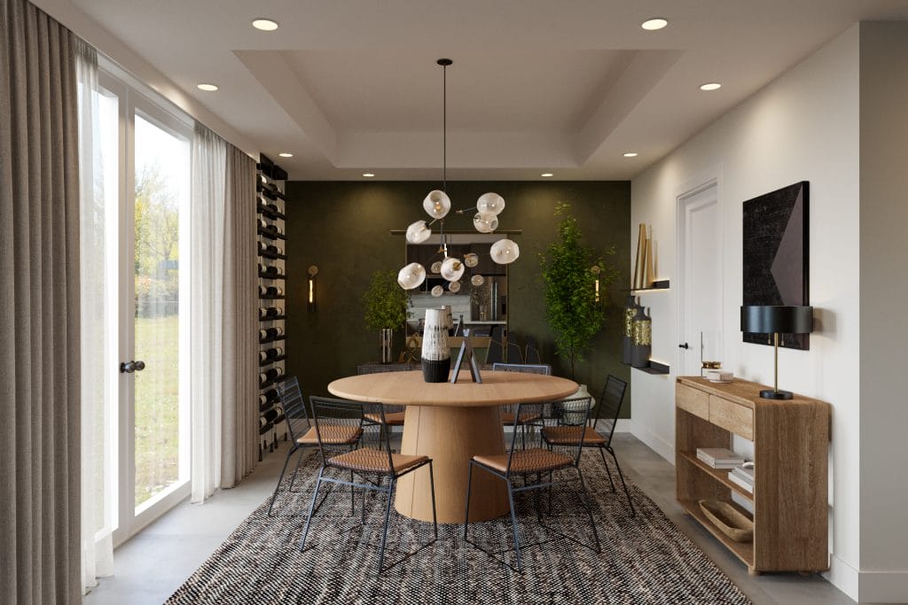 Stylish dining room interior by Decorilla designer, Sharné L.