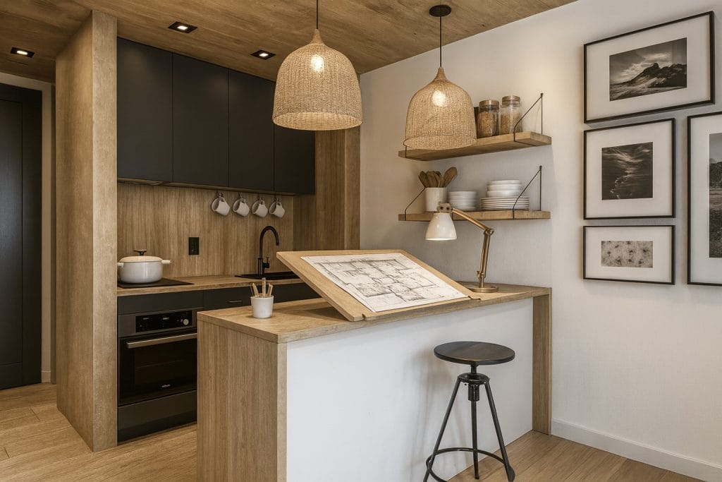 Multifunctional kitchen layout by one of the top Decorilla designers, Marya W.