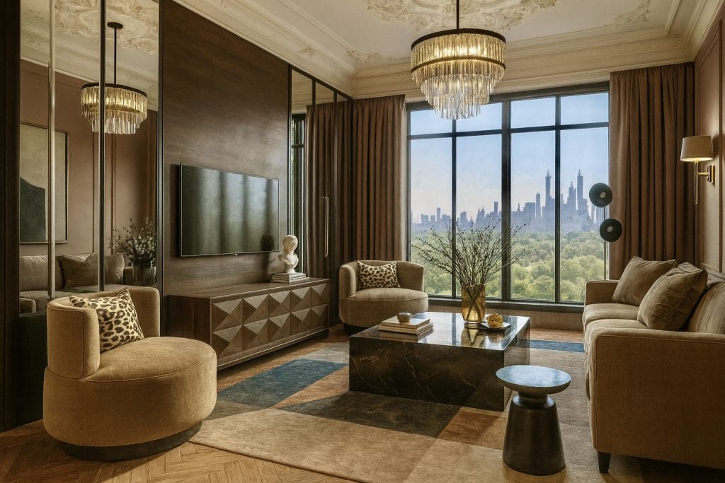 Warm neutral living room by Decorilla designer, Marya W.