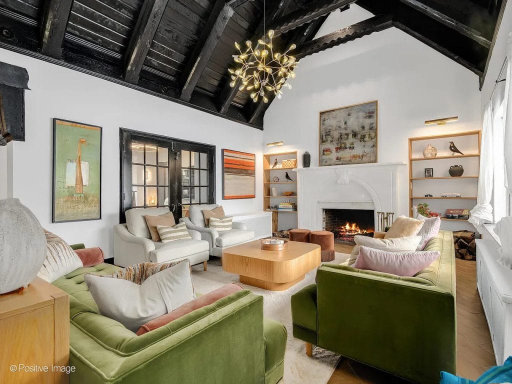 Harold Zook storybook house living room redesigned by Decorilla