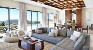 Highend transitional open living space by Decorilla designer, Maya C