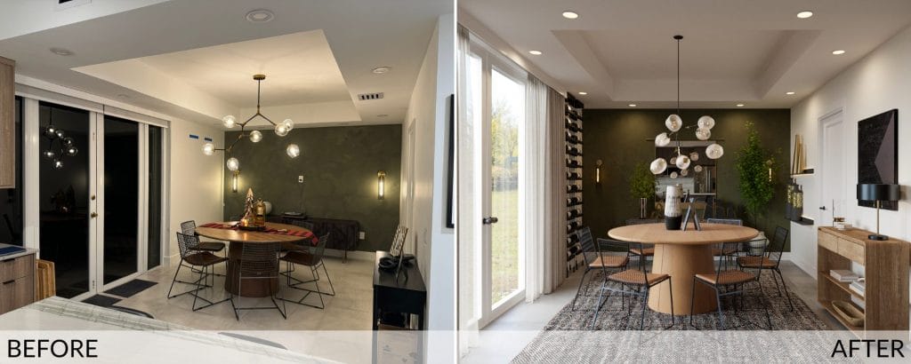 Masculine dining room before and after design by Decorilla
