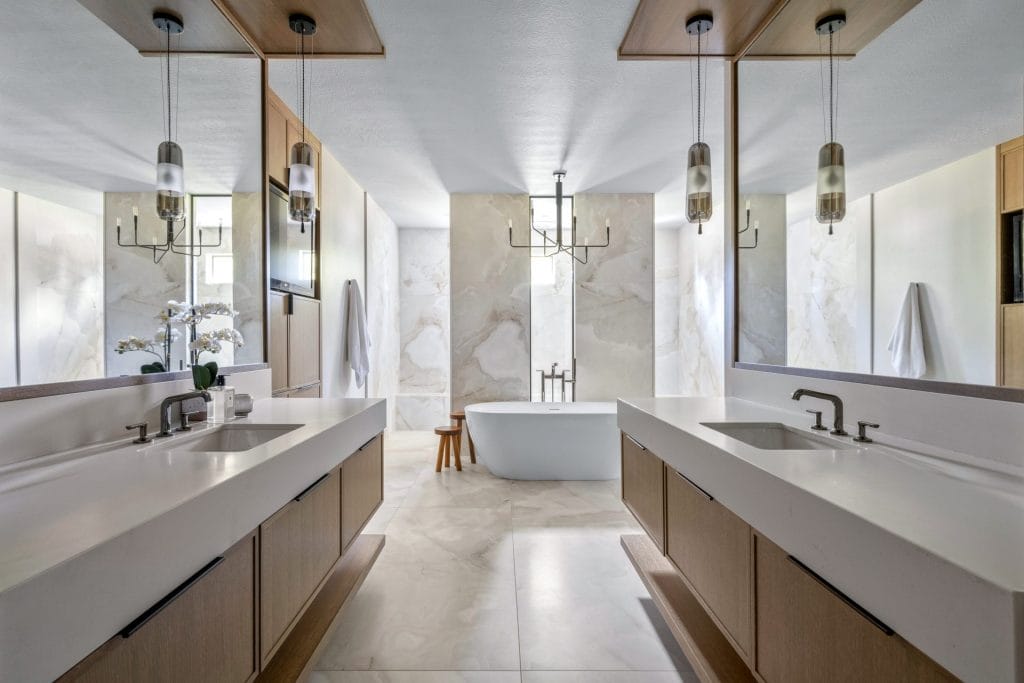 Modern transitional bathroom by Decorilla designer, Danielle E.