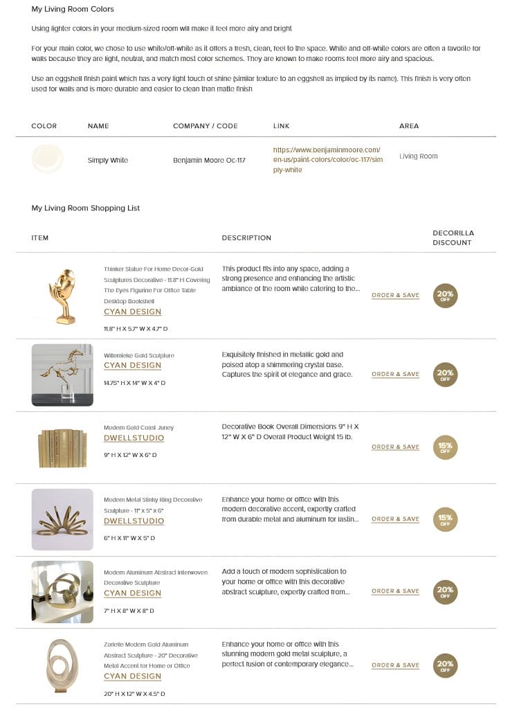 Shopping list by Decorilla