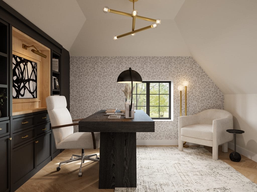 Storybook house home office interior design by Decorilla