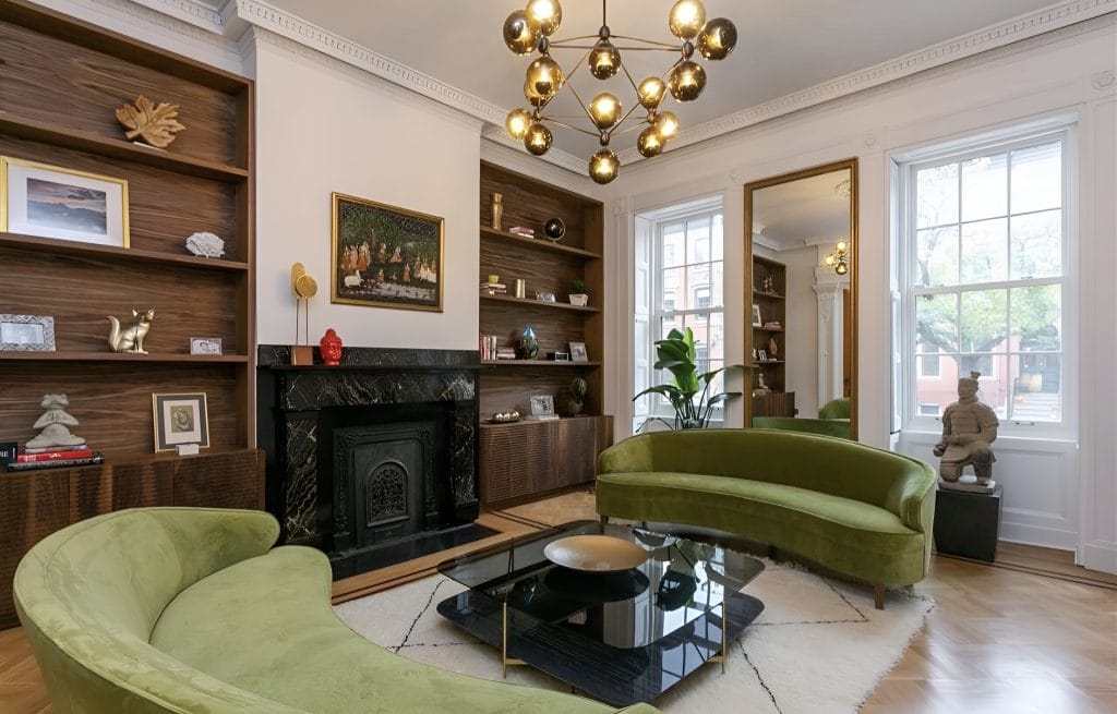 Timeless historical storybook house living room by Decorilla designer, Kelly P.