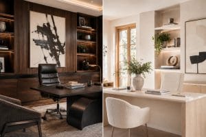 his and hers home office design by Decorilla