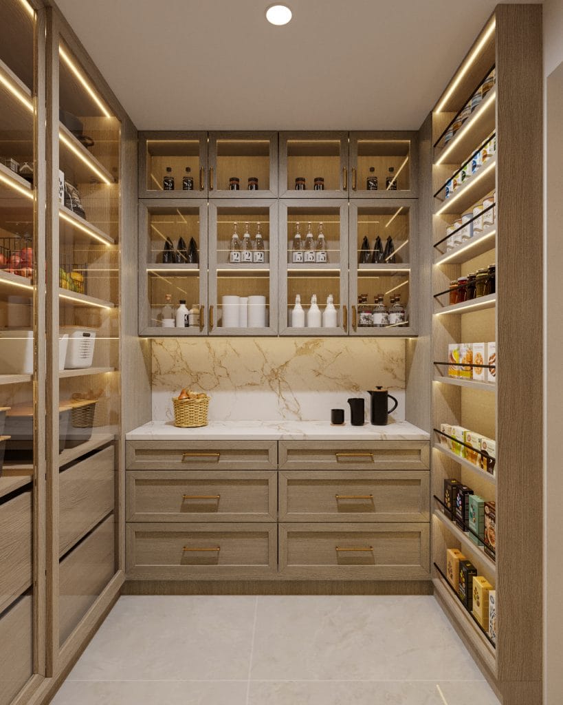 Butler's pantry layout by Decorilla designer, Erika F.