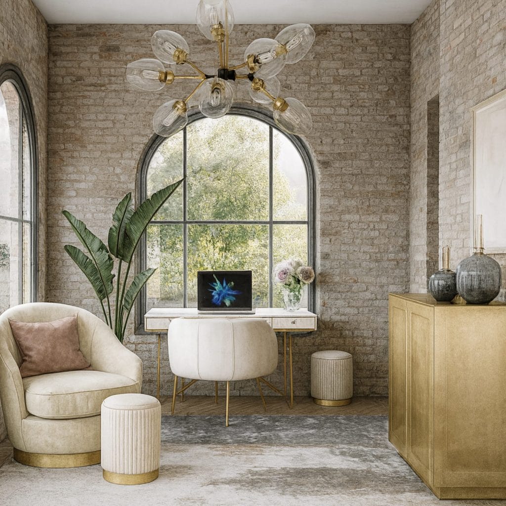 Contemporary glam home office by Decorilla interior designer, Stacy D.