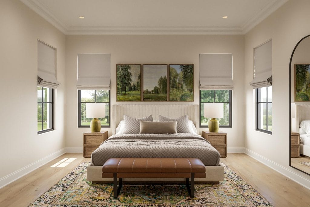 Earthy guest suite design by Decorilla